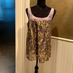Floral Loose Fit Tank with Silk Border